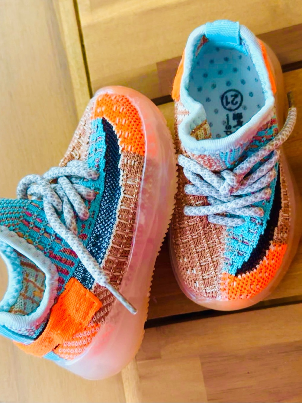 Toddler Colorblock Knit Sneakers in Orange & Blue - Lightweight Comfort 5c